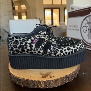 T.U.K Black and brown Leopard Platform Shoes